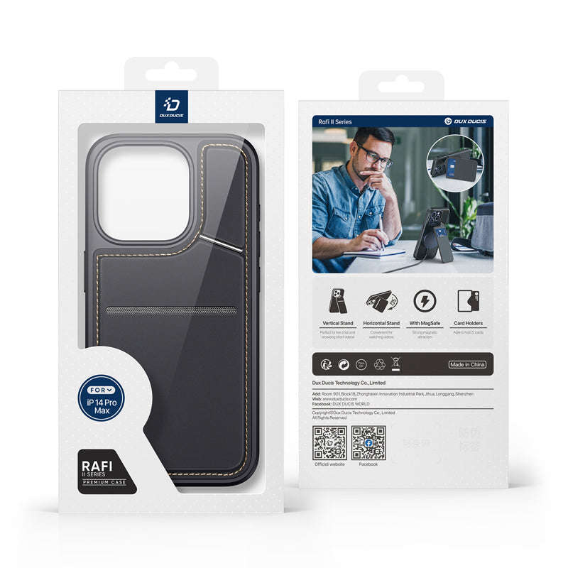 DUX DUCIS Rafi II Series Magnetic Leather TPU+PC Case for iPhone 14 Pro Max Black
