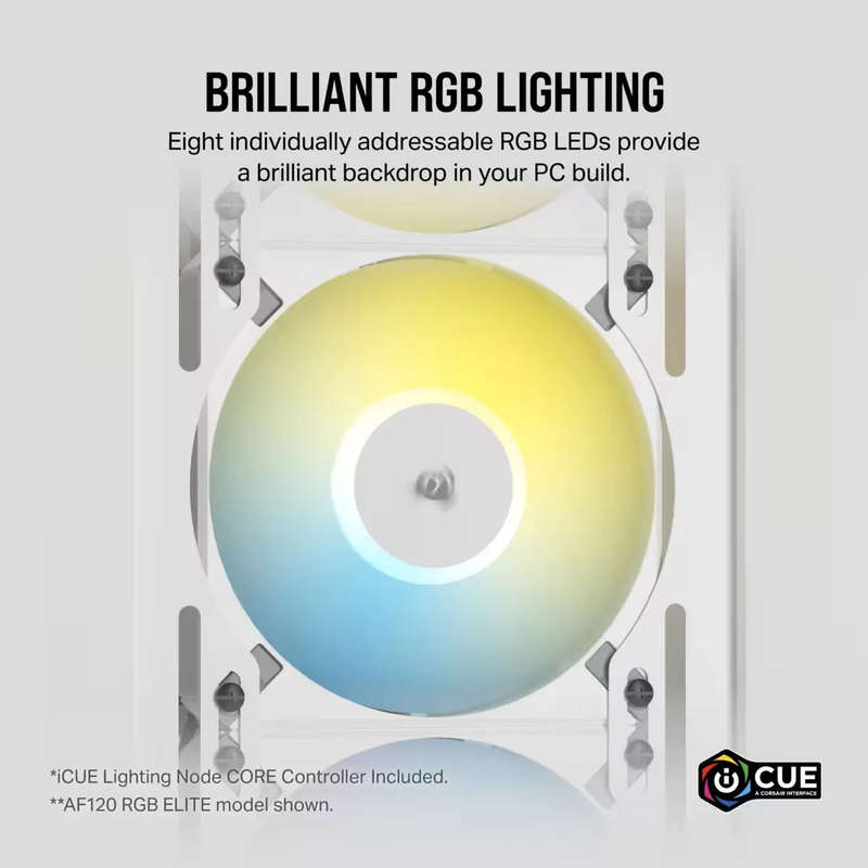 CORSAIR iCUE AF120 RGB SLIM 120mm PWM Fluid Dynamic Bearing Fan - Dual Pack - White