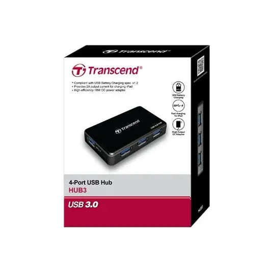 TRANSCEND USB3.0 - 4 PORT HUB - POWERED