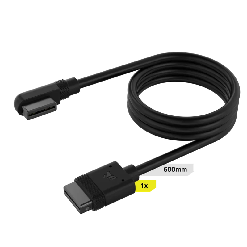 Corsair iCUE LINK Cable; 1x 600mm with Straight/Slim 90° connectors; Black