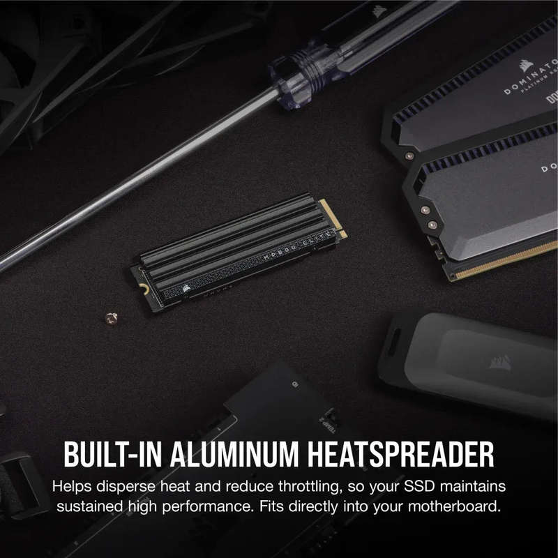 Corsair MP600 ELITE 1TB Gen4 PCIe x4 NVMe M.2 SSD with heatsink; Read Up To 7000MB/s; Write up to...