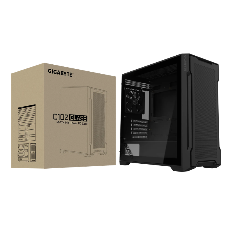 Gigabyte C102 Glass Micro ATX Chassis; 2x 3.5'' | 2x 2.5'' Drive Bays; 360mm Radiator compatible;...