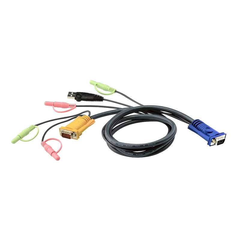 ATEN 3M USB KVM Cable w/ Audio - SPHD15 & Audio to VGA; USB & Audio. (Speaker & MIC support).