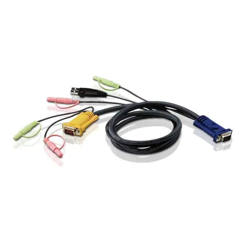 ATEN 3M USB KVM Cable w/ Audio - SPHD15 & Audio to VGA; USB & Audio. (Speaker & MIC support).