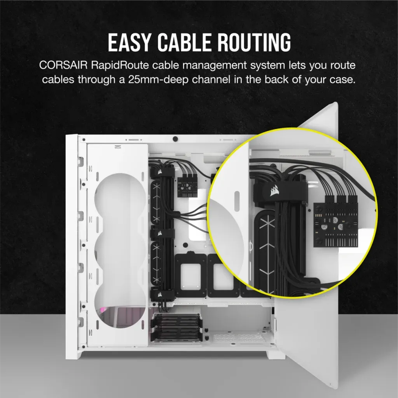 5000D RGB Airflow White Tempered Glass Mid Tower; 2x 3.5'' |  4x 2.5'' Drive Bays; Up to 360mm Ra...
