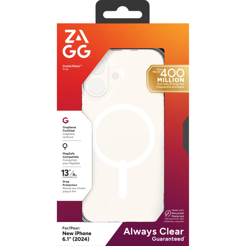 ZAGG Cases Crystal Palace Snap Apple iP16  Clear