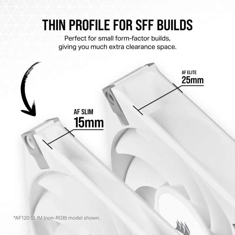 CORSAIR iCUE AF120 RGB SLIM 120mm PWM Fluid Dynamic Bearing Fan - Dual Pack - White