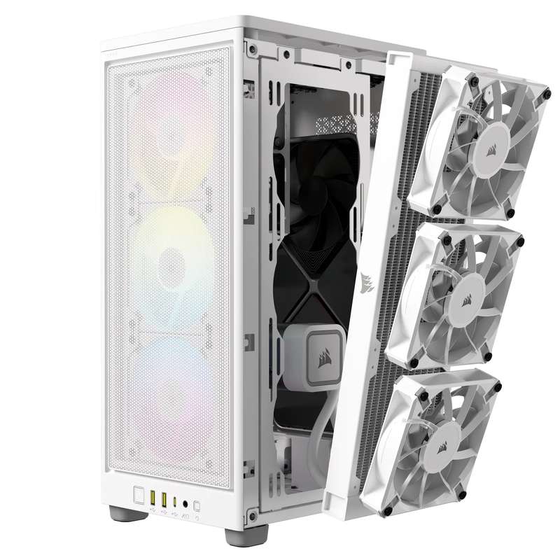 iCUE 2000D RGB AIRFLOW White Mini-ITX PC Case; 3x 2.5'' Drive Bays; Up to 360mm Radiator compatib...