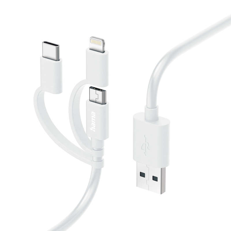 HAMA 3-IN-1 MULTI CHARGING CABLE USB-A, USB-C, LIGHTNING 1M
