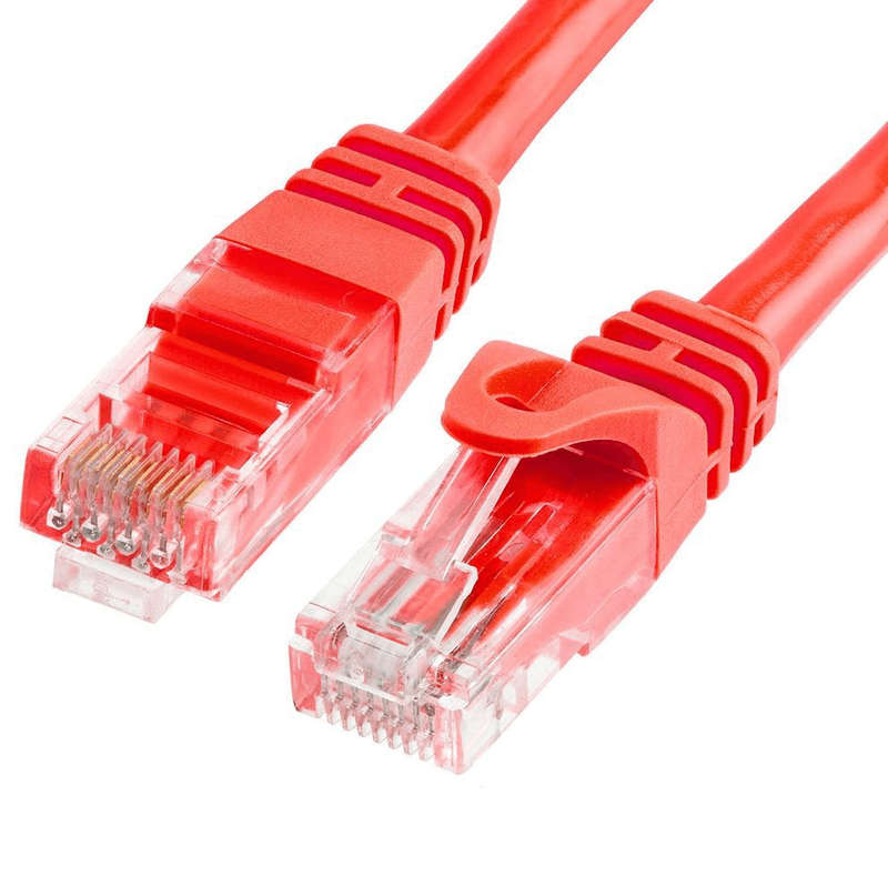 Acconet CAT6 UTP Flylead, 1 Meter, Straight, Stranded Cable, Moulded Boots and Plugs, Red