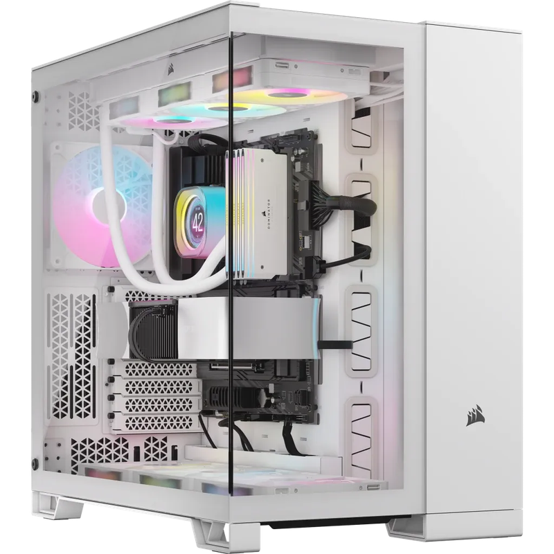6500X RGB Mid-Tower White Dual Chamber PC Case; 2x 3.5'' |  2x 2.5'' Drive Bays; 360mm Radiator c...