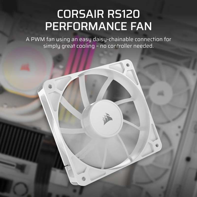 Corsair RS120 120mm PWM Fan  White