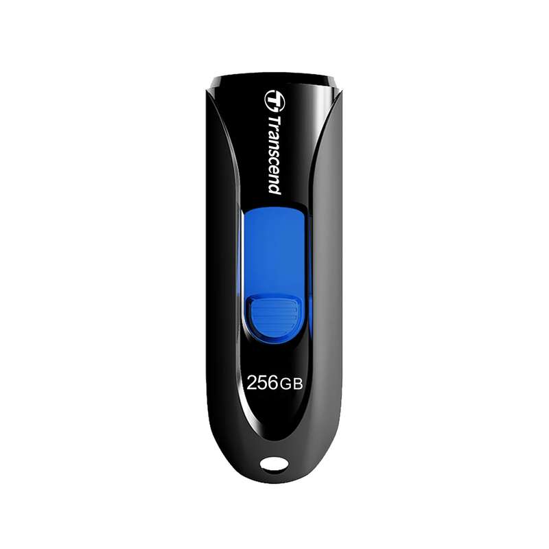 TRANSCEND 128GB JF790 USB3.1 GEN 1 CAPLESS FLASH DRIVE - BLACK AND BLUE