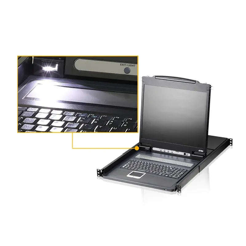ATEN 8P PS/2-USB VGA 19'' LCD KVM Switch W/(USA KB/SPKB)/W/(US/EU) CORD