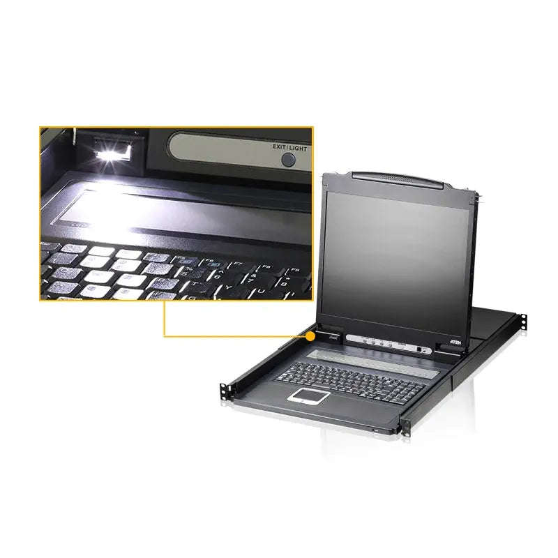 ATEN 8P PS/2-USB VGA 19'' LCD KVM Switch W/(USA KB/SPKB)/W/(US/EU) CORD