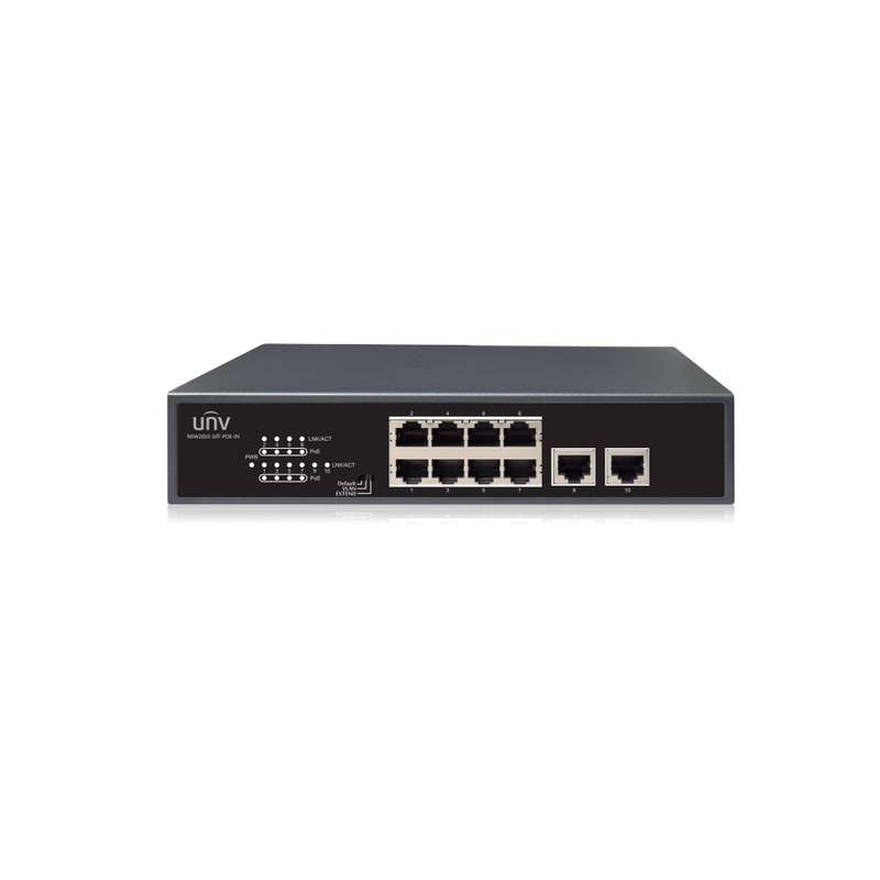 UNV - 8 Port PoE Switch, supports EXTEND Mode (120W) 8-port, 2 Uplink port PoE Switch