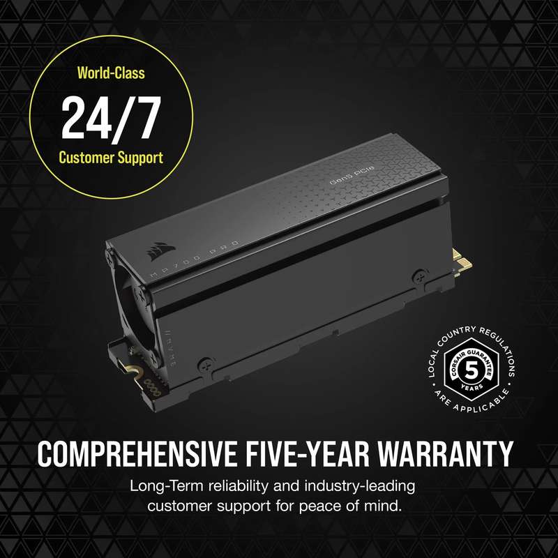 Corsair MP700 PRO 2TB M.2 NVMe PCIe Gen. 5 x4 SSD with Cooler; Read Up To 12 400MB/s; Write up to...