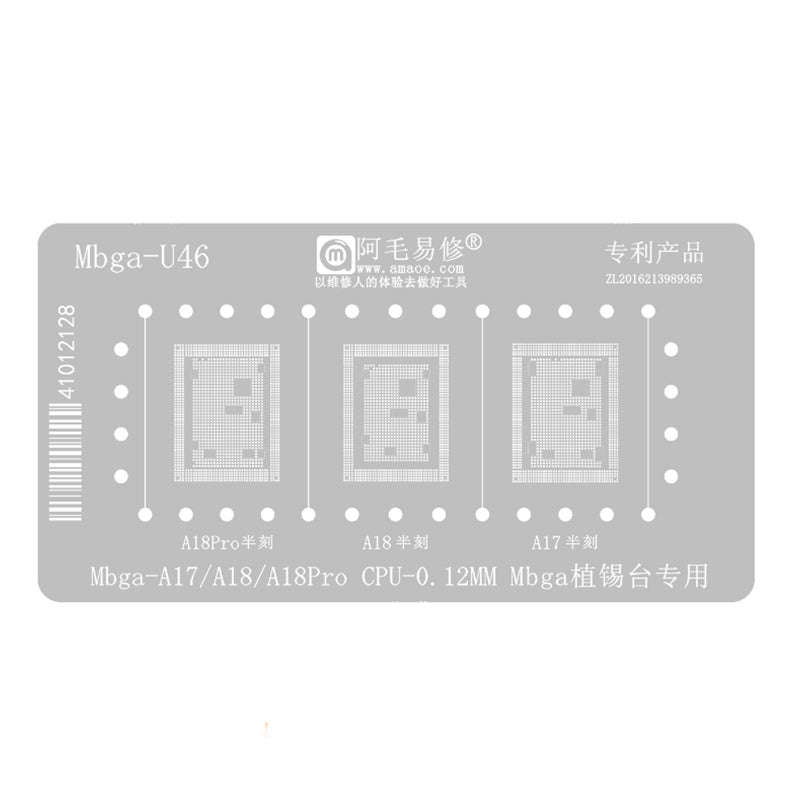 Amaoe Mbga-U46 0.12MM A17/A18/A18Pro CPU Rework Repair BGA Reballing Stencil