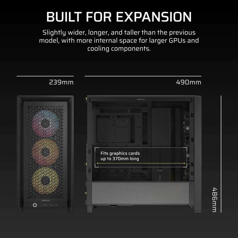 FRAME 4000D RS ARGB Black Mid-Tower PC Case; 2x 3.5'' |  2x 2.5'' Drive Bays; Up to 360mm Radiato...