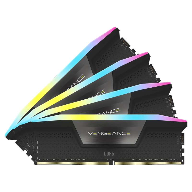 Corsair VENGEANCE® RGB 128GB (4 x 32GB) DDR5 DRAM 5600MHz C40 Memory Kit; 40-40-40-77; 1.25V Int...