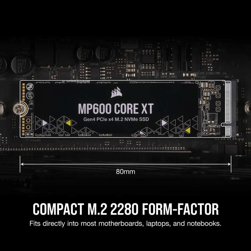 Corsair MP600 CORE XT 1TB NVMe PCIe M.2 SSD; Read Up To 5900MB/s; Write up to 5000MB/s.