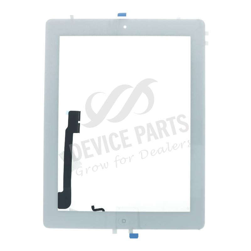Touch Screen + Touch Screen Adhesive with Home Button Flex Cable for iPad 4 White OEM