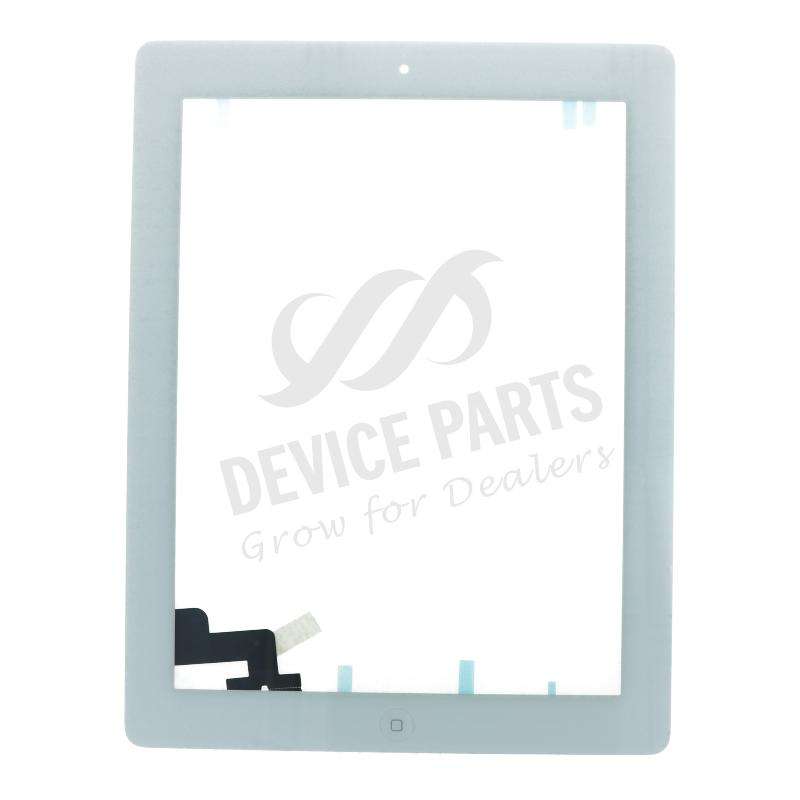 Touch Screen + Touch Screen Adhesive with Home Button Flex Cable for iPad 2 White OEM