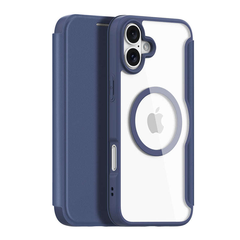 DUX DUCIS Skin X Pro Series Magnetic Horizontal Flip Leather TPU + PU Case for iPhone 16 Plus Blue