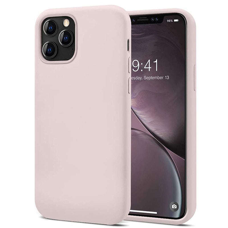 Full Pure Color Liquid Silicone Case Without Logo for iPhone 12/12 Pro Light Pink