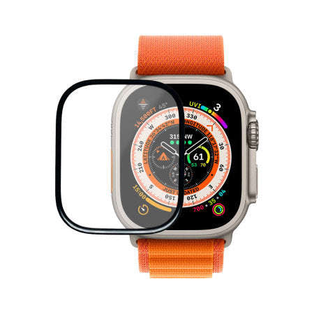 Silk Screen Full Screen Tempered Glass Screen Protector for Apple Watch Ultra 2 49mm Black