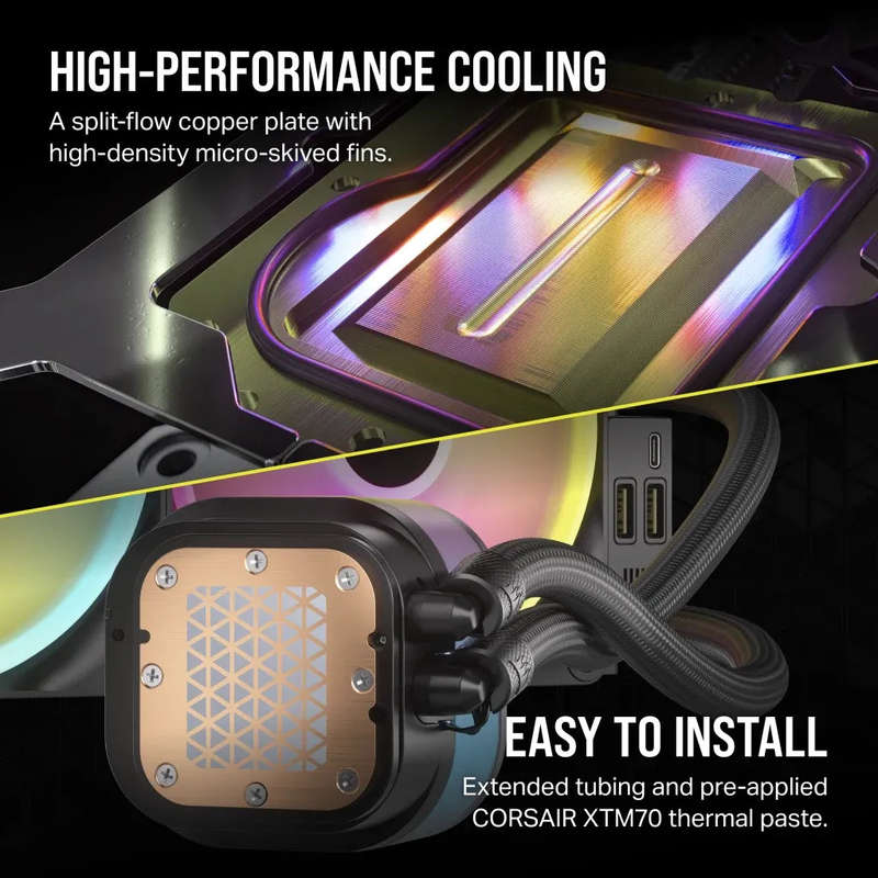 Corsair iCUE LINK H170i RGB Liquid CPU Cooler - QX140 RGB Fans - 420mm Radiator - Fits Intel® LG...