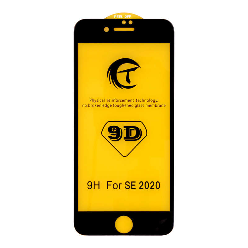 10Pcs 9D Full Screen Tempered Glass Screen Protector for iPhone SE 2020 Black