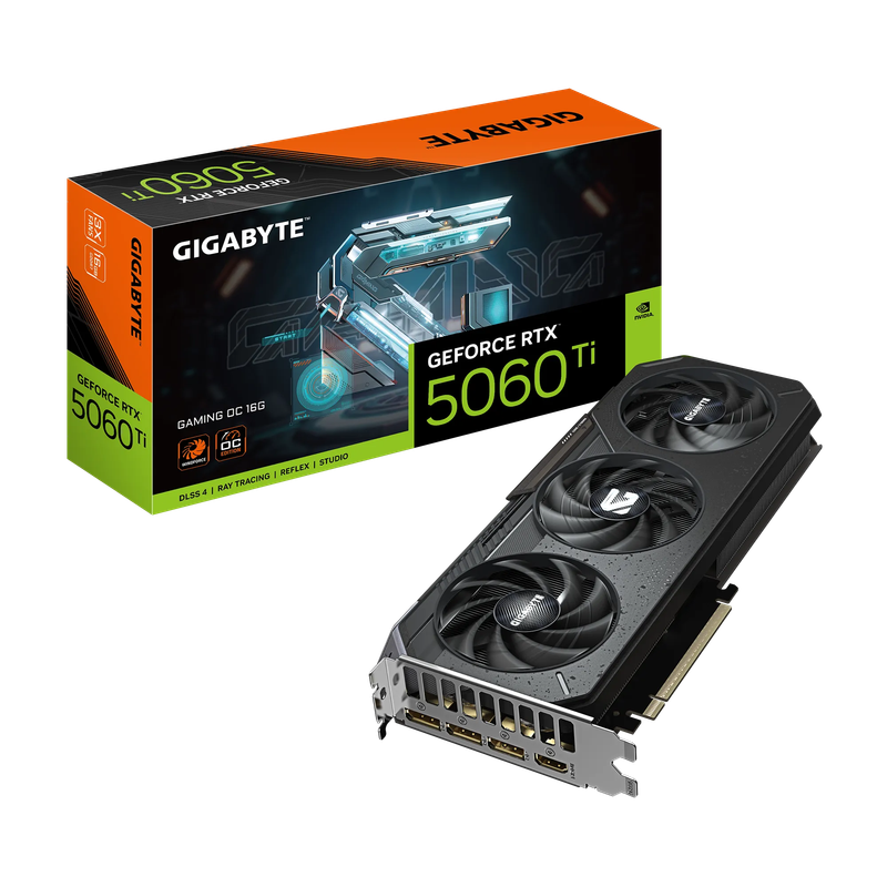 GIGABYTE nVidia GeForce RTX 5060Ti GAMING OC 16GB - 16GB GDDR7; 128-Bit Memory Bus; 1x HDMI; 3x D...