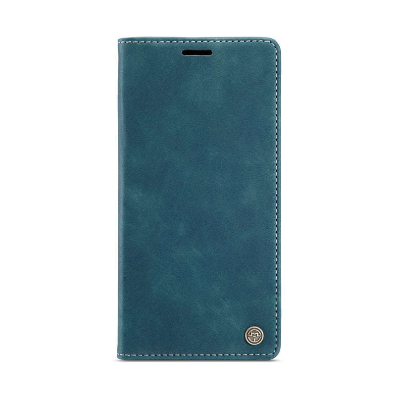 CaseMe-013 TPU Business Style Vintage Matte Horizontal Flap Leather Case for iPhone 12/12 Pro Blue
