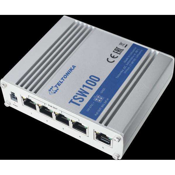 Teltonika Industrial 5 port Gigabit PoE Switch - Unmanaged, 120 watts