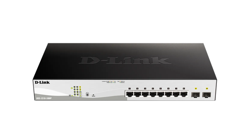 D-LINK 8-ports 10/100/1000Base-T PoE Smart Switch plus 2 SFP ports - 130W PoE budget