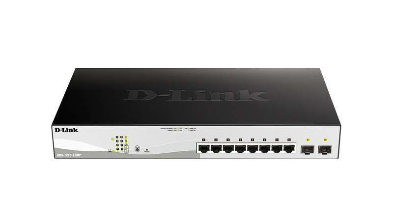 D-LINK 8-ports 10/100/1000Base-T PoE Smart Switch plus 2 SFP ports - 130W PoE budget