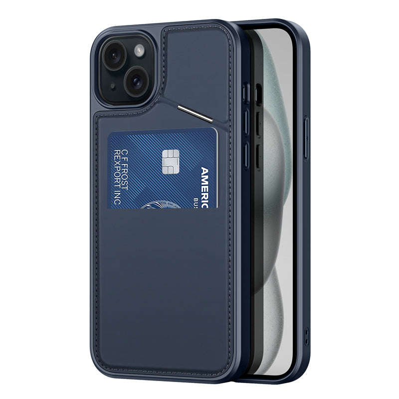 DUX DUCIS Rafi II Series Magnetic Leather TPU+PC Case for iPhone 15 Plus Blue