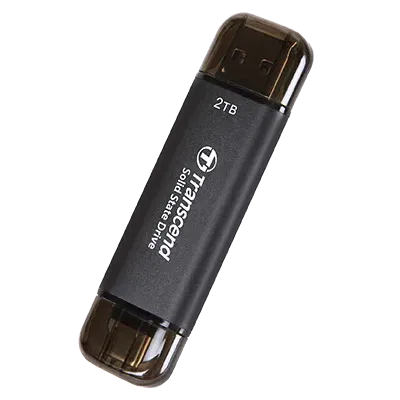 TRANSCEND 2 TB ESD310C USB3.2 TYPE A & C (USB 10Gbps) OTG COMPACT PORTABLE SSD  - Read 1050MB/s W...