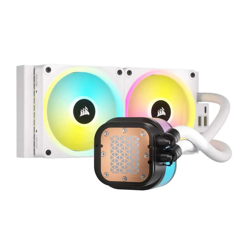 Corsair iCUE LINK H100i RGB Liquid CPU Cooler - QX120 RGB Fans - White - 240mm Radiator - Fits In...