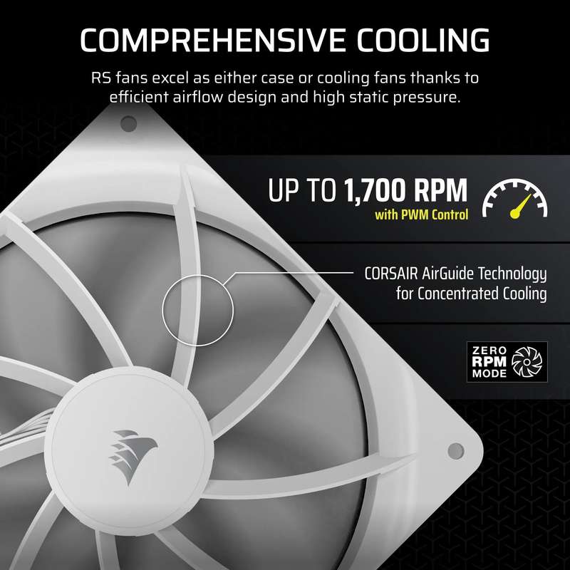 Corsair RS140 140mm PWM Fan  White