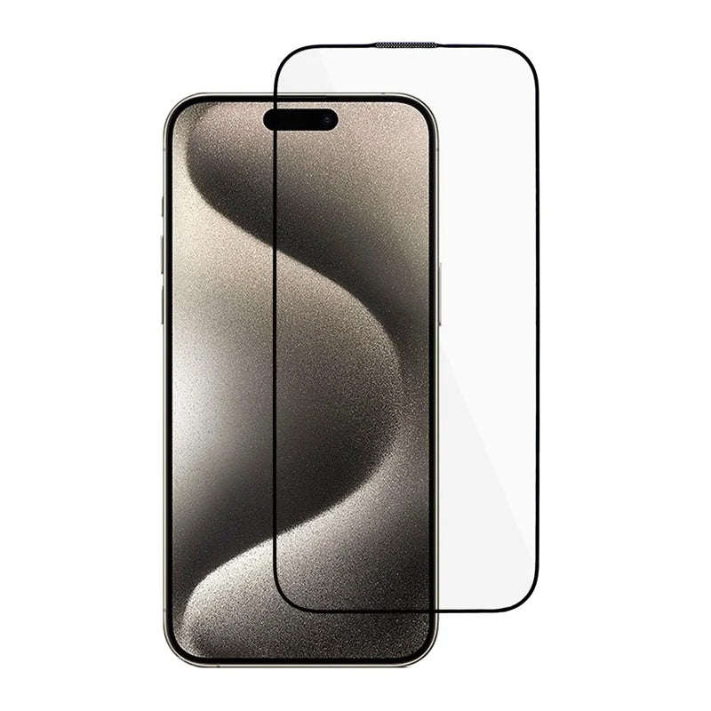 LAKX Full Screen Tempered Glass Screen Protector for iPhone 15 Plus Black