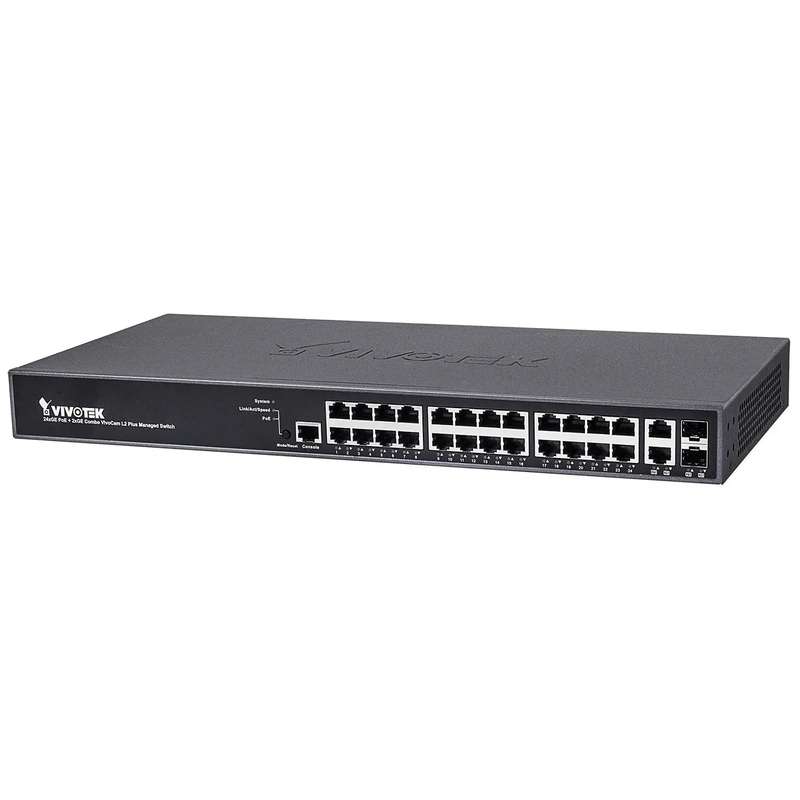 VIVOTEK Managed 24x GE PoE; 2x Combo SFP Switch; 370W
