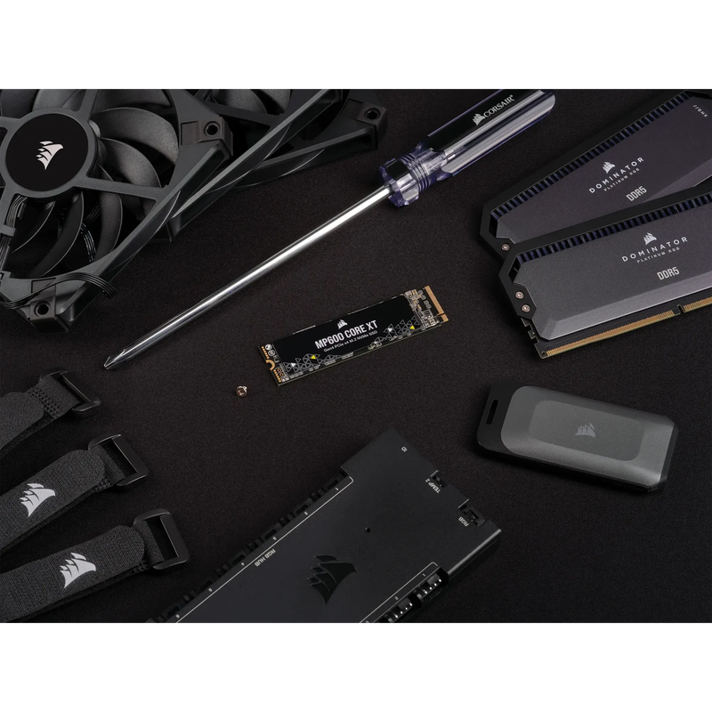 Corsair MP600 CORE XT 1TB NVMe PCIe M.2 SSD; Read Up To 5900MB/s; Write up to 5000MB/s.