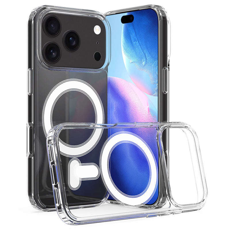 Magnetic Anti Scratch Shockproof TPU+PC Case for iPhone 17 Pro Max Transparent