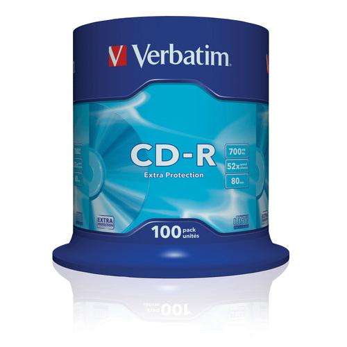VERBATIM CD-R EXTRA PROTECT SPIN 100PK