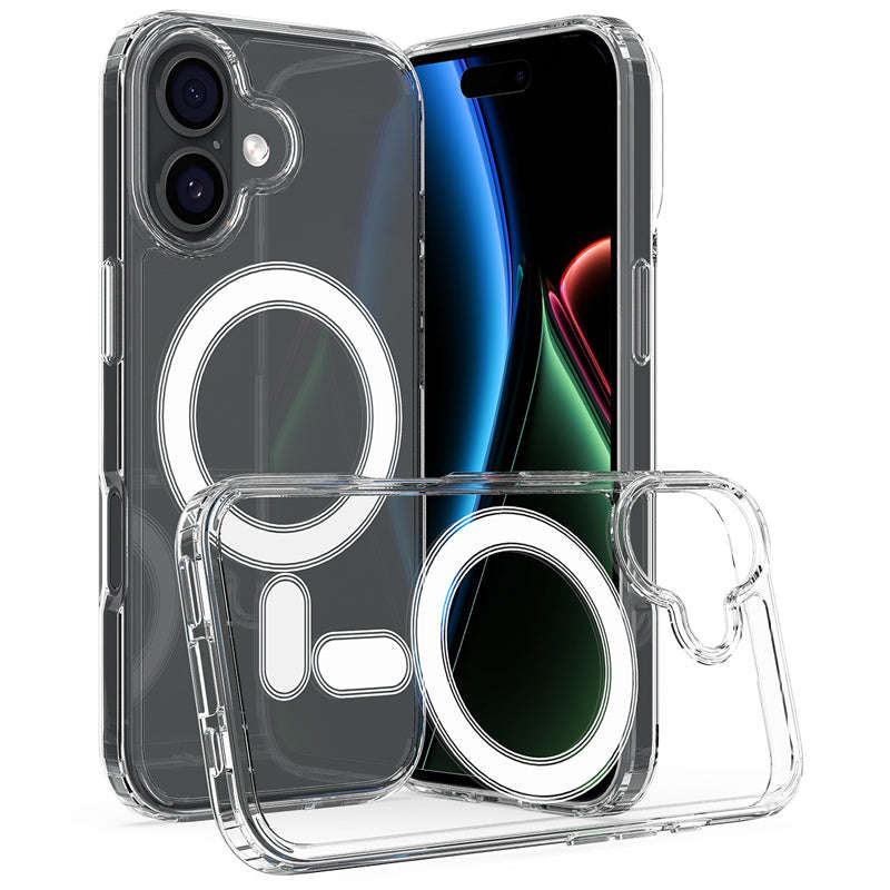 Magnetic Anti Scratch Shockproof TPU+PC Case for iPhone 17 Transparent