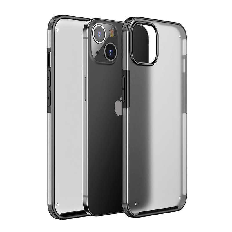 Shockproof Bumper Hard Armor PC Matte Translucent Case for iPhone 15 Plus Black