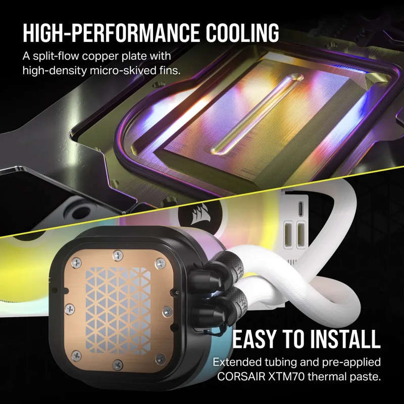 Corsair iCUE LINK H100i RGB Liquid CPU Cooler - QX120 RGB Fans - White - 240mm Radiator - Fits In...