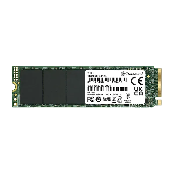 TRANSCEND 2TB MTE115S PCI-E GEN 3x4 M.2 2280 SSD 3D NAND - 3200 MB/s Read 1900 MB/s Write - 800 TBW